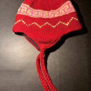 Red and Pink Knit Women's Hat